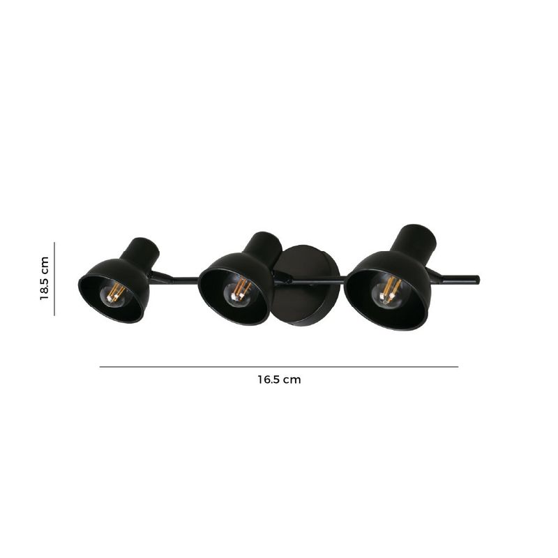 Lámpara Spot 3 Luces Orientables 16.5 cm para Interior Color Negro