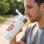 Botella Térmica de Acero Inoxidable de 500 mL con Tapa Antiderrame Color Blanco