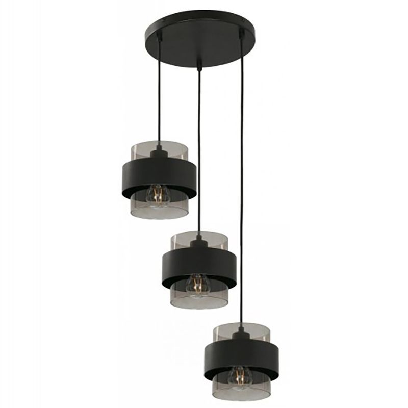 Lámpara Colgante de 3 Luces Base E27 Color Negro
