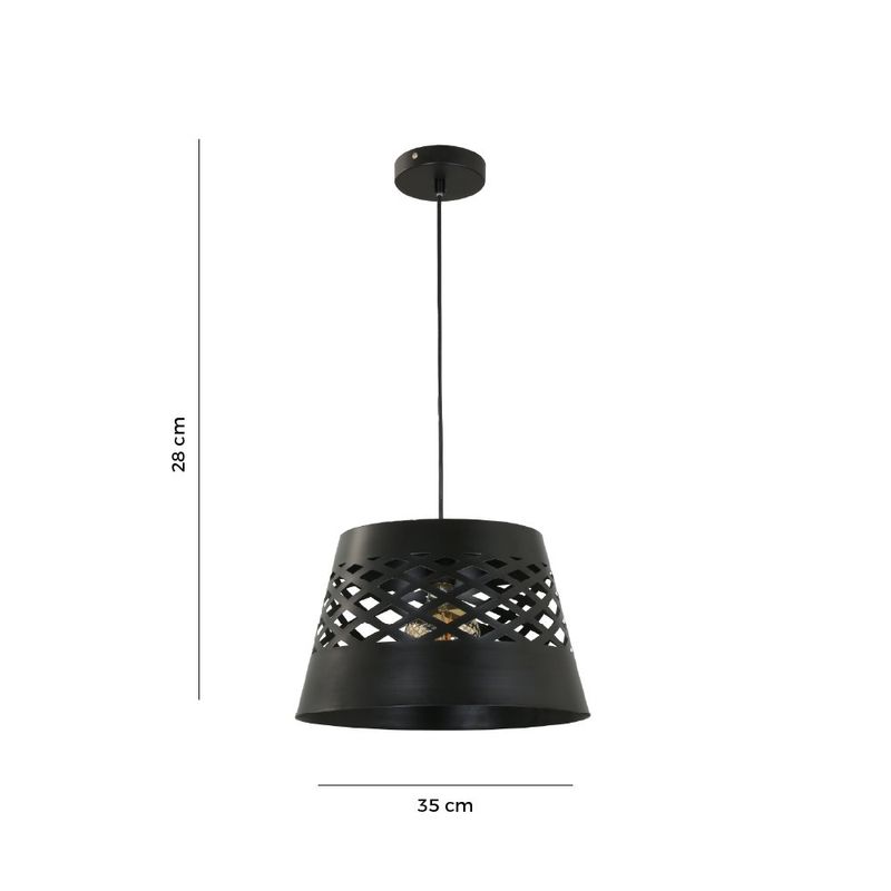 Lámpara Colgante de 1 Luz Base E27 35 cm Color Negro