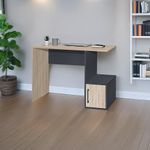 Escritorio Luna con Puerta y Compartimento Abierto de 100 x 45 x 75 cm Gris Oscuro y Beige