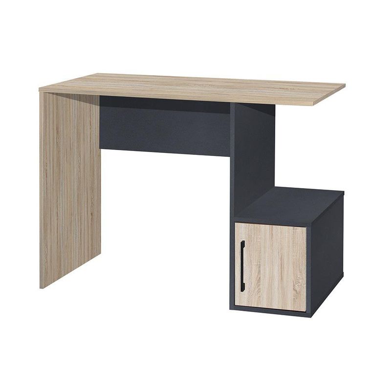 Escritorio Luna con Puerta y Compartimento Abierto de 100 x 45 x 75 cm Gris Oscuro y Beige