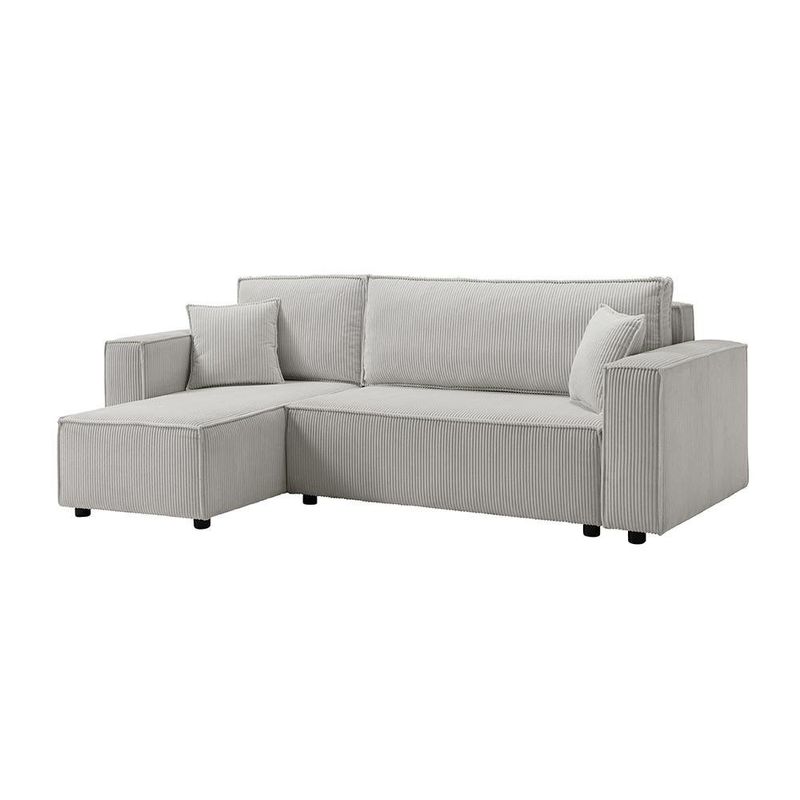 Sofá Esquinero July con Extensión Izquierda y Tapizado Acanalado de 240 x 142 x 82 cm Gris Claro