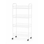 Carrito Organizador de 4 Niveles con Ruedas de 40 x 24 x 80 cm Blanco