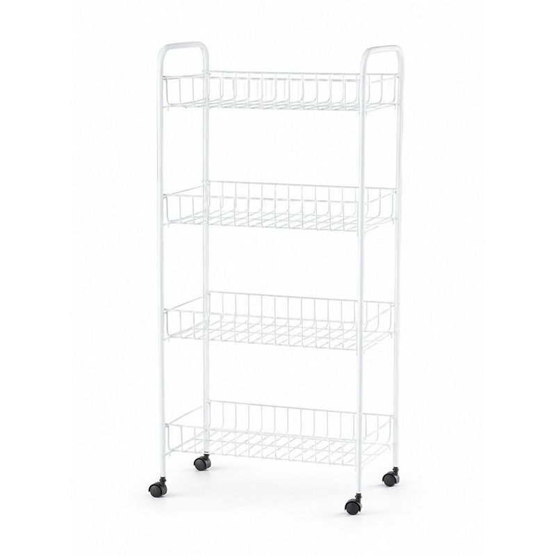 Carrito Organizador de 4 Niveles con Ruedas de 40 x 24 x 80 cm Blanco