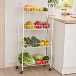 Carrito Organizador de 4 Niveles con Ruedas de 40 x 24 x 80 cm Blanco