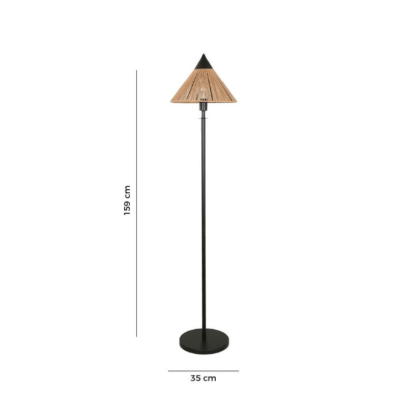 Lámpara de Pie de Mimbre 40 W Color Negro y Natural
