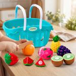Canasta de Frutas de Juguete para Cortar con Velcro y Accesorios Multicolor