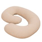 Cojín de Maternidad Tipo C de Algodón para Lactancia y Descanso Color Beige