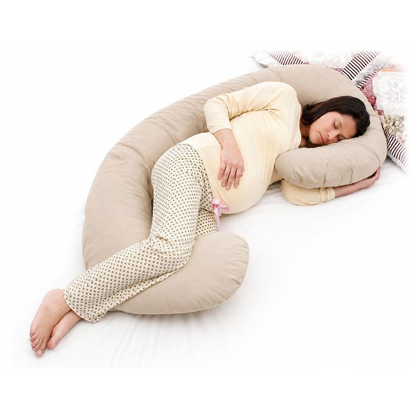 Cojín de Maternidad Tipo C de Algodón para Lactancia y Descanso Color Beige