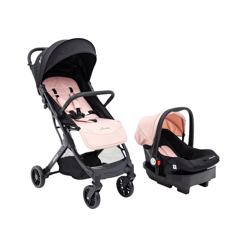 Travel System Argus Rosado Compacto con Portabebé y Base para Auto Rosado