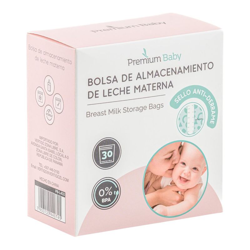 Bolsa para Leche Materna de 200 ml con Sello Antiderrame, 30 Unidades