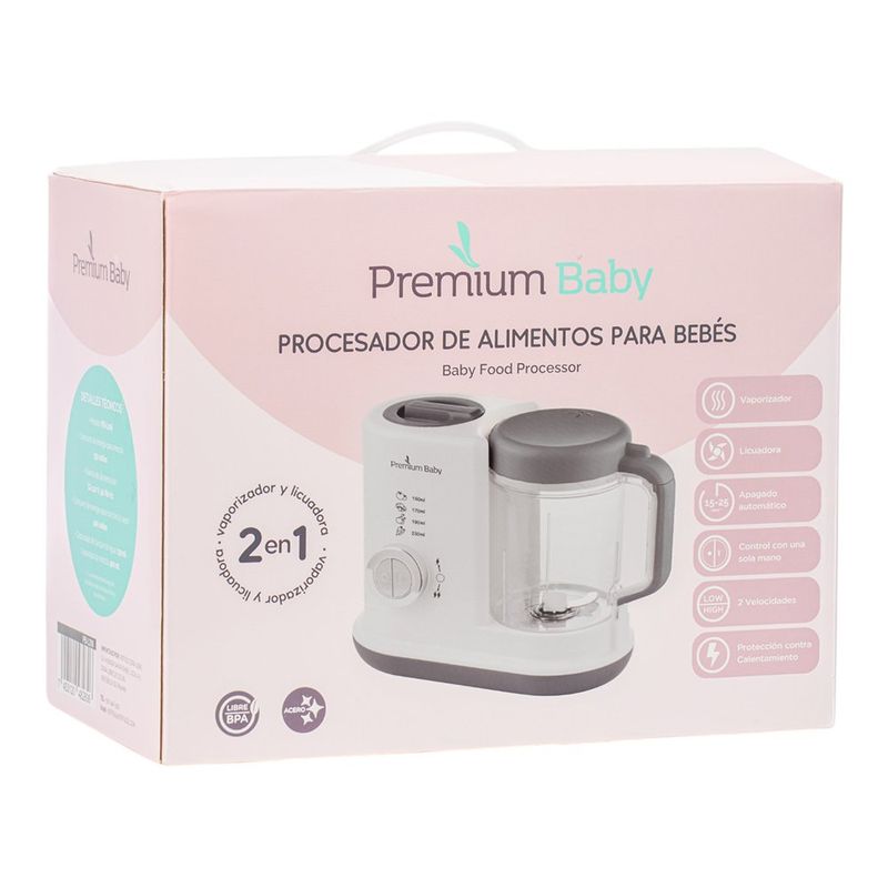 Procesador de Alimentos para Bebé 2 en 1 con Vapor y Licuadora Blanco