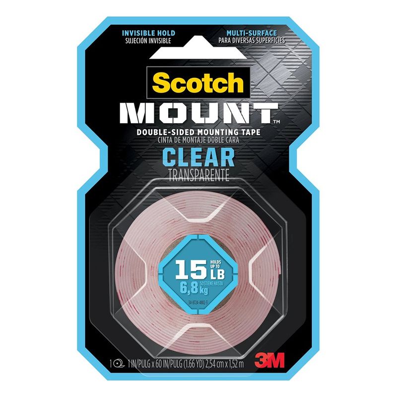 Cinta Doble Cara Scotch Mount Clear Transparente 1.52 m