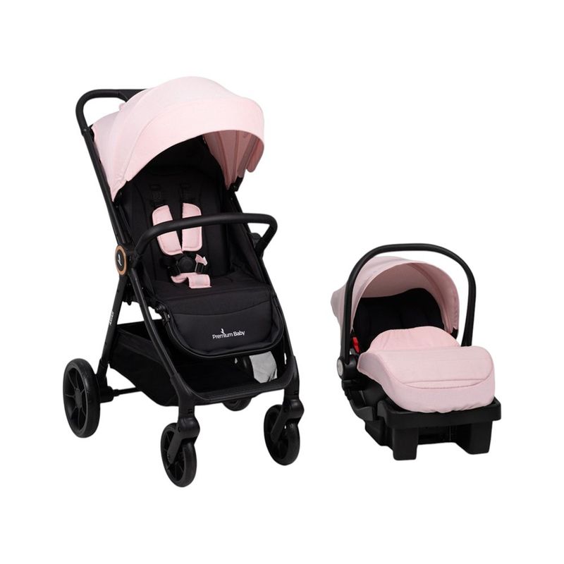 Travel System Ariah Rosado con Carruaje, Portabebé y Base para Auto Rosado