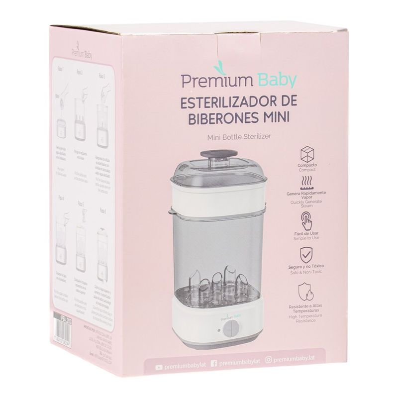Esterilizador de Biberones Mini 3 en 1 a Vapor para 5 Biberones Blanco