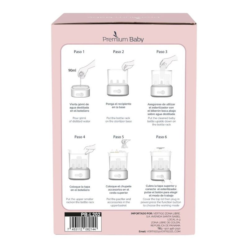 Esterilizador de Biberones Mini 3 en 1 a Vapor para 5 Biberones Blanco