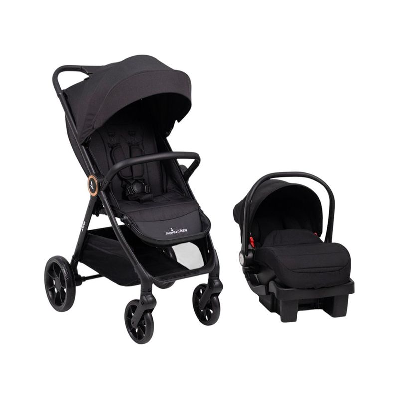 Travel System Ariah Negro con Carruaje, Portabebé y Base para Auto Negro