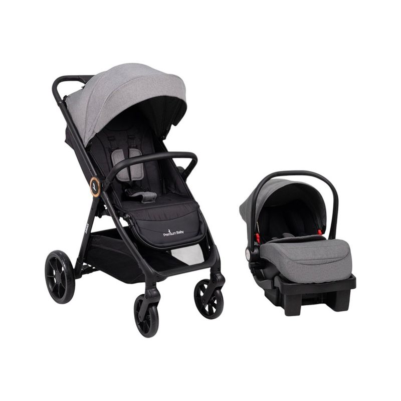 Travel System Ariah Gris con Carruaje, Portabebé y Base para Auto Gris