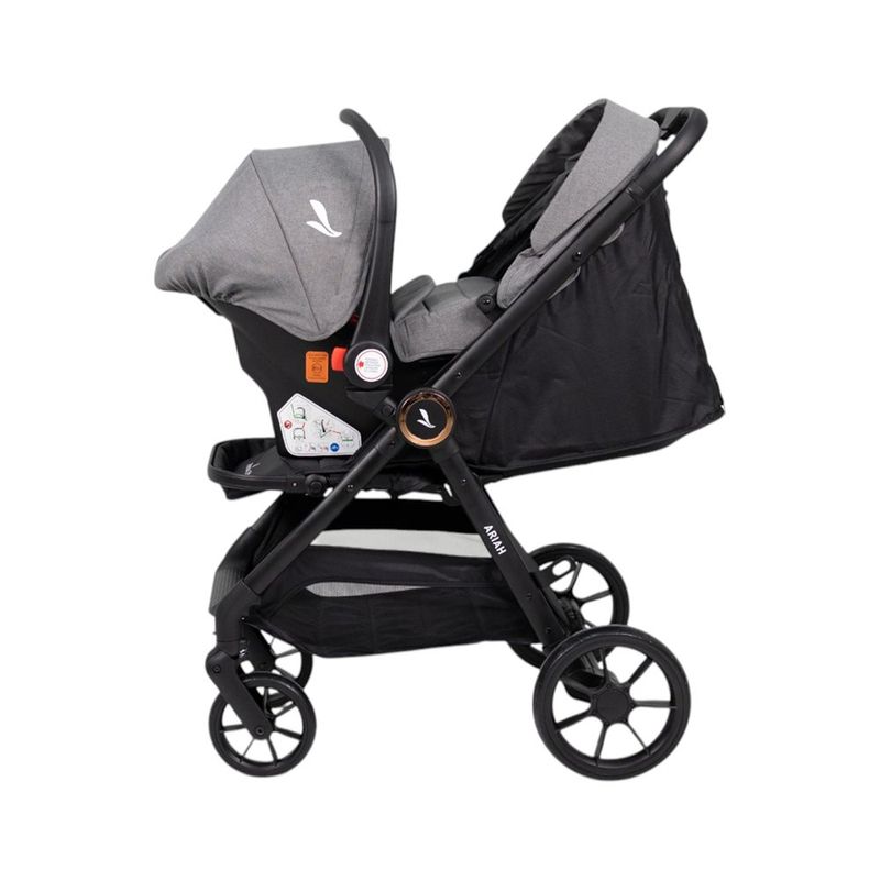 Travel System Ariah Gris con Carruaje, Portabebé y Base para Auto Gris
