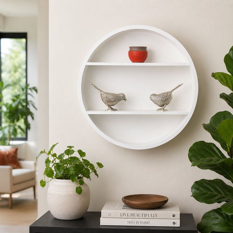 Repisa Circular Decorativa de 2 Alturas Color Blanco