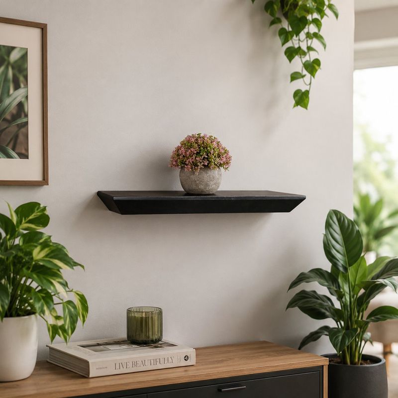 Repisa Flotante Decorativa con Soporte Color Negro
