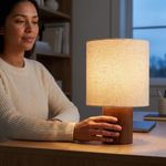 Lámpara Cerámica de Mesa E27 Estilo Madera