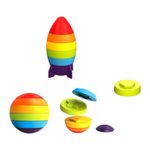 Juguete Apilable de Cohete y Pelota Multicolor de 12 Pzas