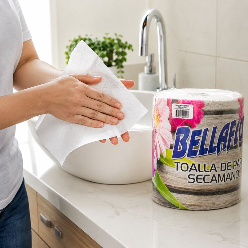 Toalla de Papel Doble Hoja de Alta Absorción Rollo de 200 m