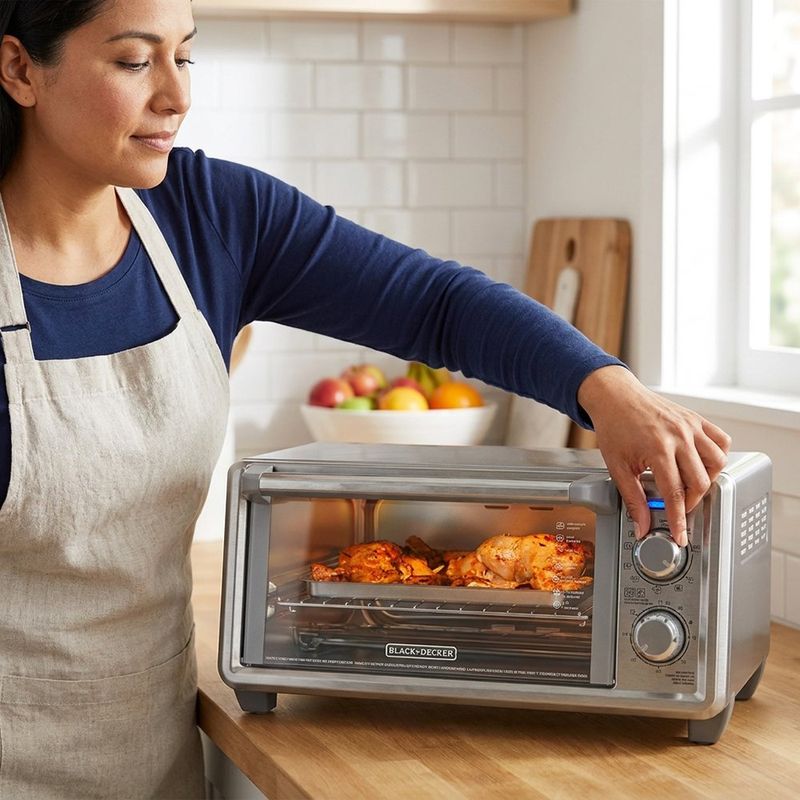 Horno Tostador con Freidora de Aire para 4 Rebanadas y con 5 Funciones Plateado