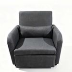 Sofá Cama Individual Tapizado Lino Reclinable y Extensible Gris