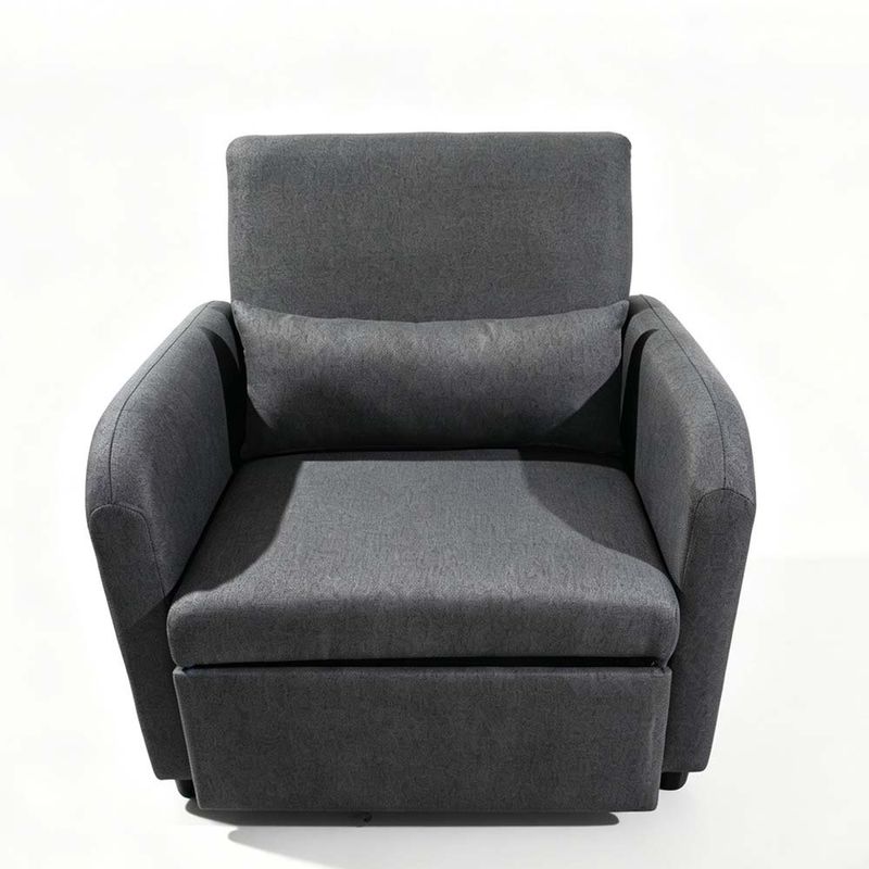 Sofá Cama Individual Tapizado Lino Reclinable y Extensible Gris