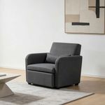 Sofá Cama Individual Tapizado Lino Reclinable y Extensible Gris