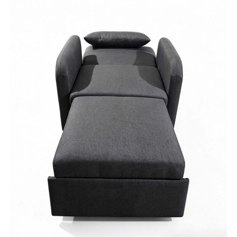 Sofá Cama Individual Tapizado Lino Reclinable y Extensible Gris