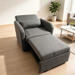 Sofá Cama Individual Tapizado Lino Reclinable y Extensible Gris