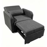 Sofá Cama Individual Tapizado Lino Reclinable y Extensible Gris