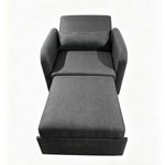 Sofá Cama Individual Tapizado Lino Reclinable y Extensible Gris