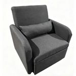 Sofá Cama Individual Tapizado Lino Reclinable y Extensible Gris