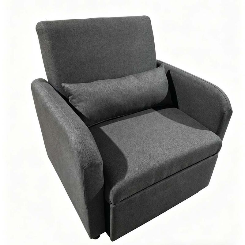 Sofá Cama Individual Tapizado Lino Reclinable y Extensible Gris