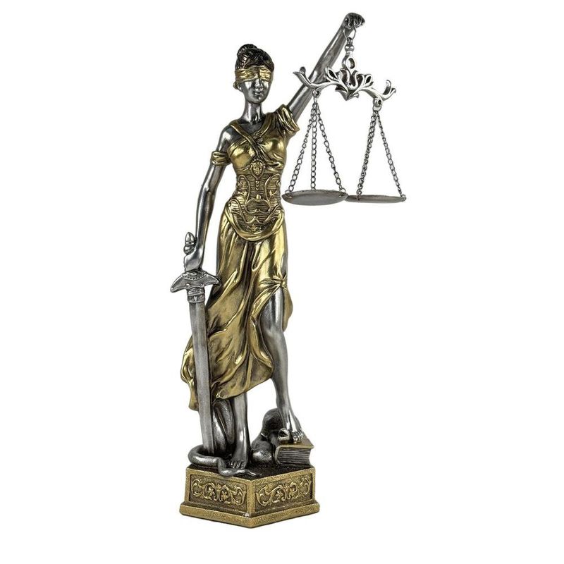 Figura Decorativa Dama de la Justicia 41 cm Color Dorado Mate