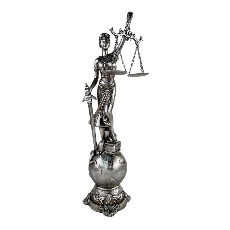 Figura Decorativa Dama de la Justicia Base de Esfera 46.5 cm Color Plateado