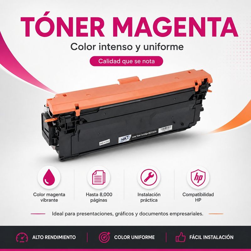 Cartucho de Tóner Láser Magenta CF363A 508A Compatible con Impresoras HP Color LaserJet