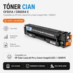 Cartucho de Tóner Láser Cian CF501A CRG054 Compatible con Impresoras HP y Canon