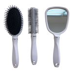Set de Cepillos para Cabello y Espejo de Mano Colores Surtidos