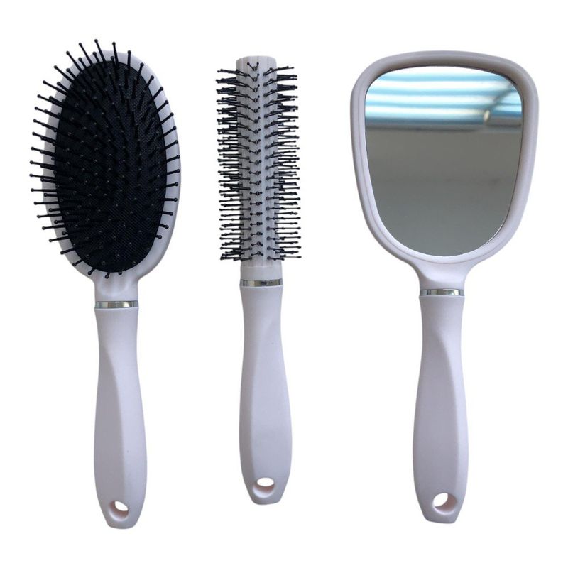 Set de Cepillos para Cabello y Espejo de Mano Colores Surtidos
