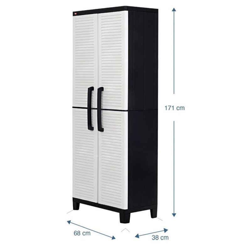 Armario de Polipropileno Space Winner con Estantes Ajustables 38 x 68 x 171 cm Color Blanco y Negro