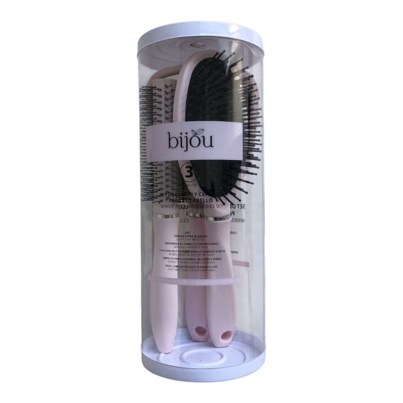Set de Cepillos para Cabello y Espejo de Mano Colores Surtidos
