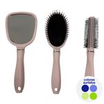 Set de Cepillos para Cabello y Espejo de Mano Colores Surtidos