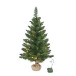 Árbol de Navidad Artificial de Mesa con Luz LED Cálida y Base de Yute 60 cm