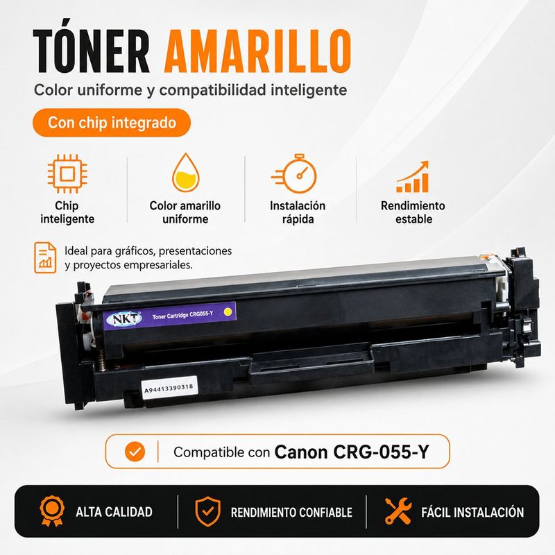 Tóner CRG055-Y con Chip Integrado Color Amarillo